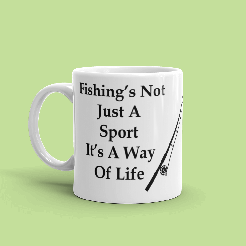 Ceramic Mug for Fisherman with Rod and Tackle