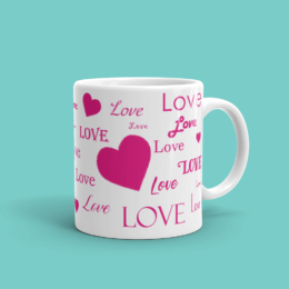 Featured Bright Pink Love and Hearts Mug