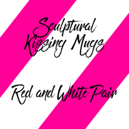 Sculptural Kissing Mugs Red and White