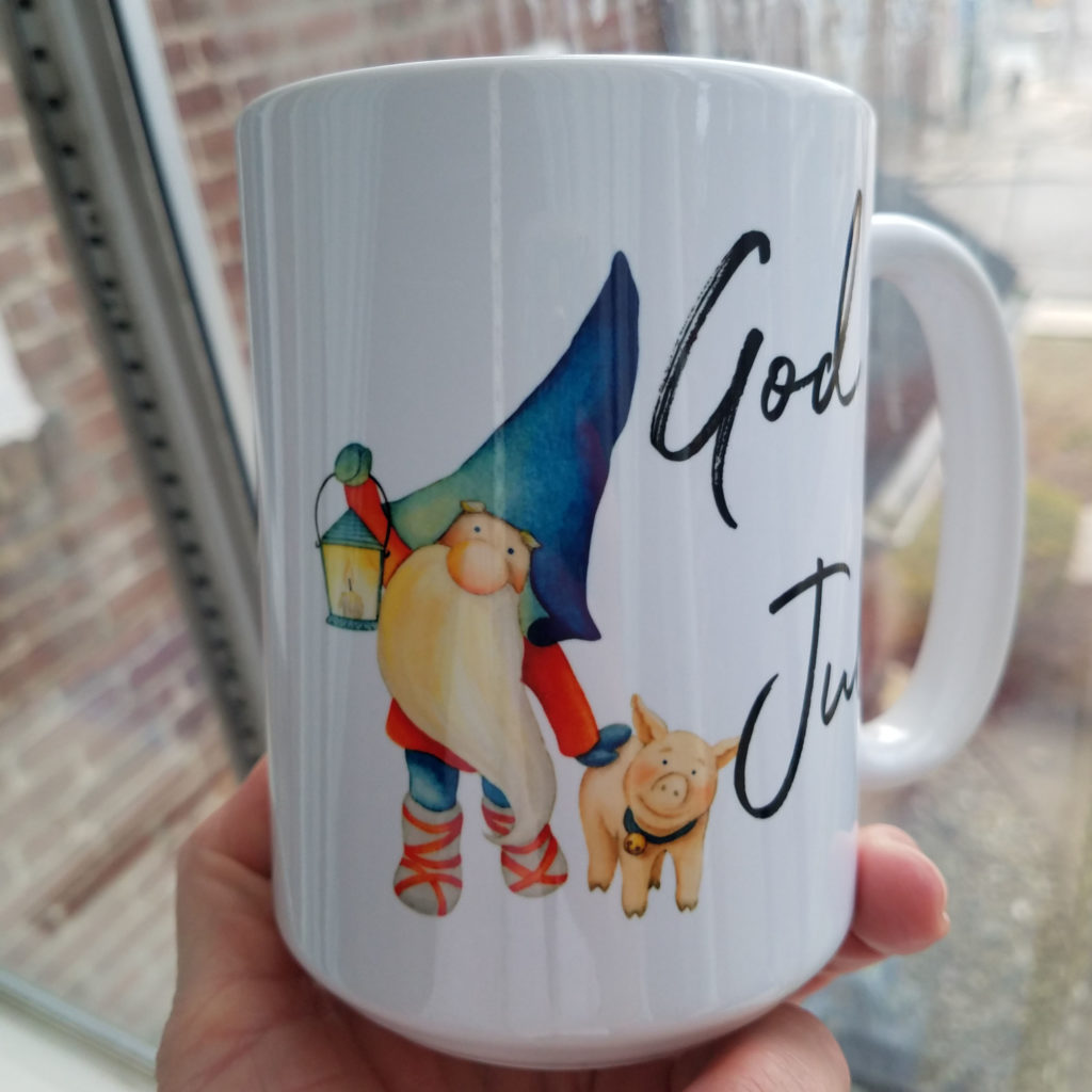 God Jul Mug with Tomte and Pig