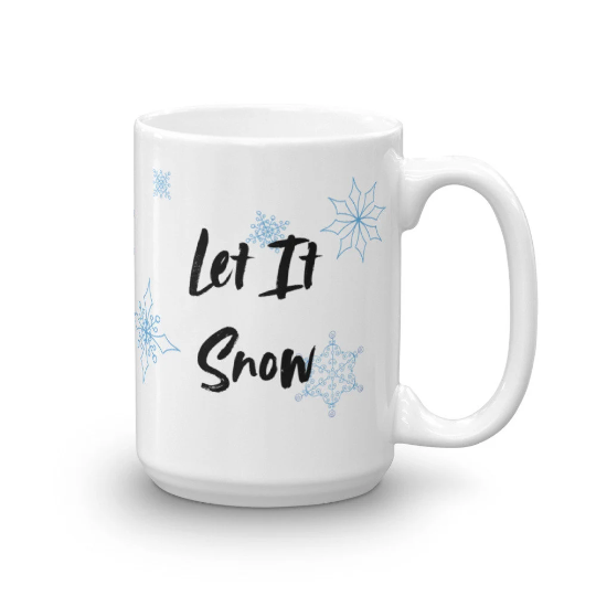 Let It Snow Mug with Blue Snowflakes