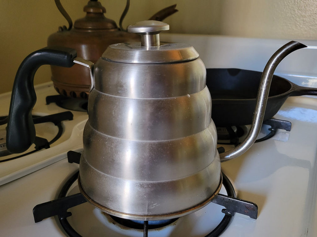 My very well-used water kettle for making pour over coffee